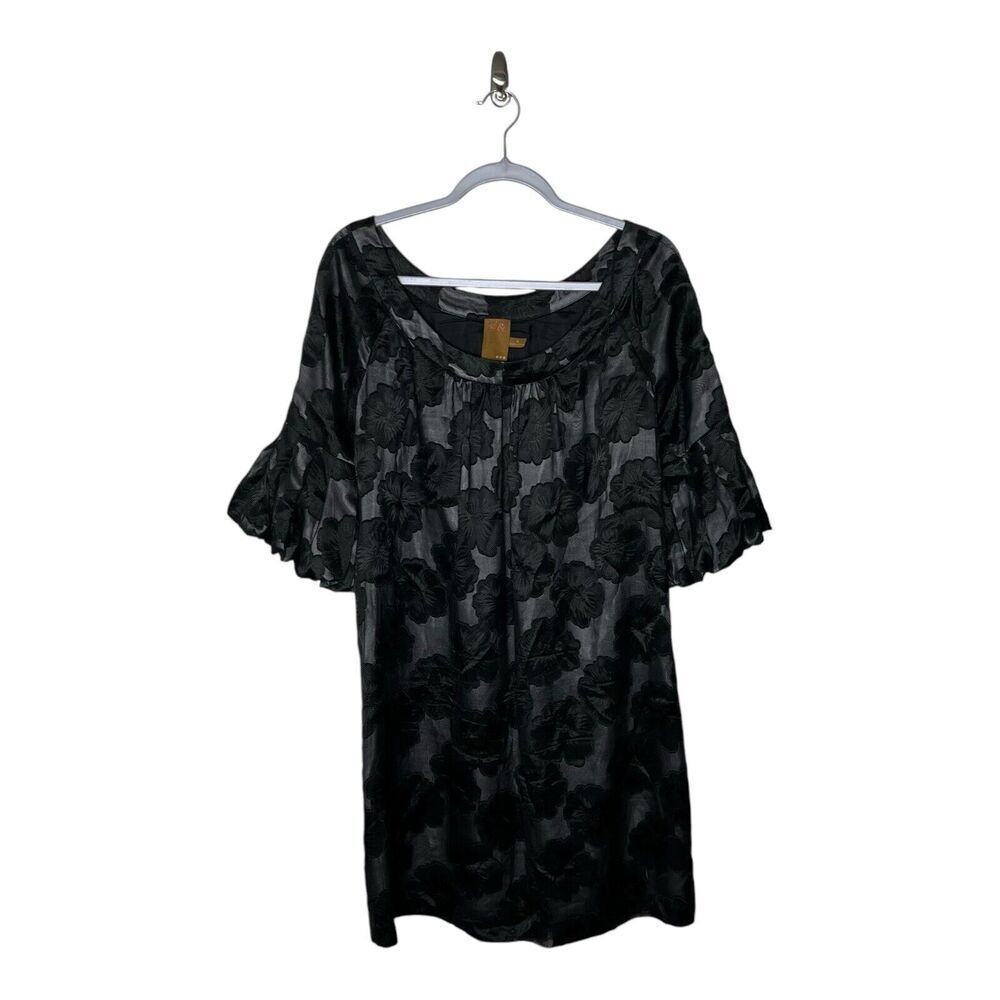 Ali Ro Dress Womens 8 Black Floral Lace Silk Blend‎ Whimsigoth Wedding Guest